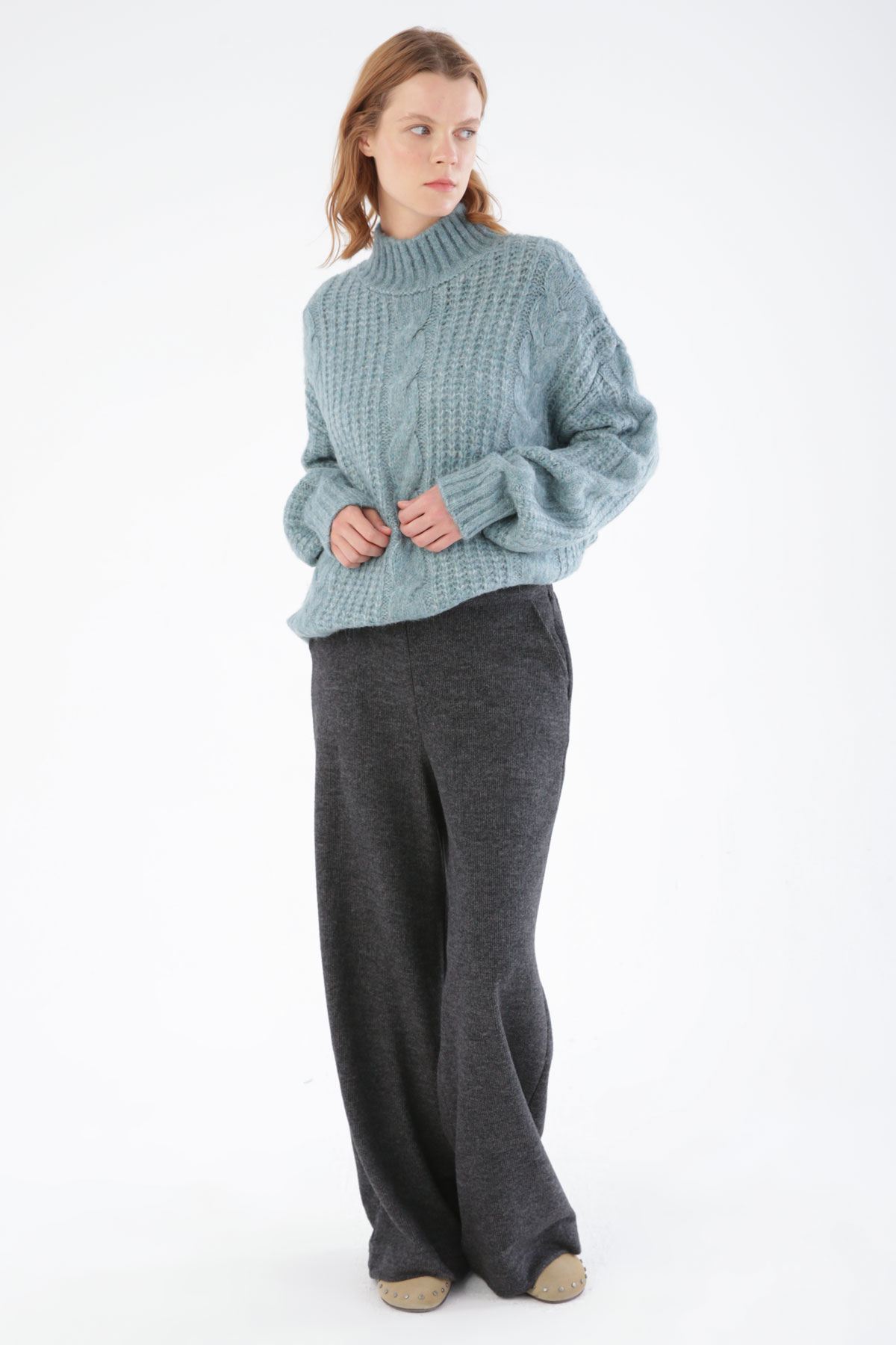 Wide Leg Pocket Knitted Trousers