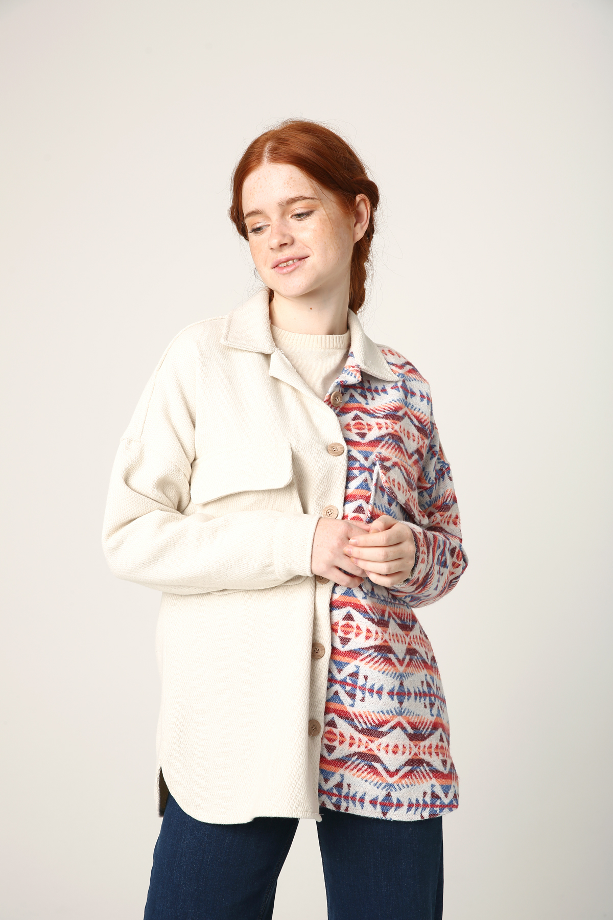 Button Front Patterned Jacket