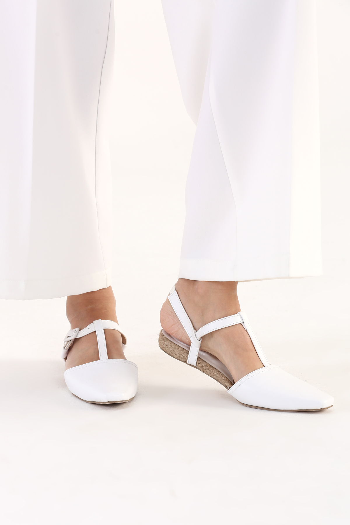 Square Toe Ankle Strap Flat Shoes