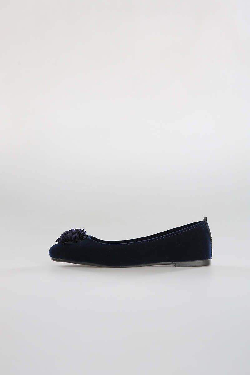 blue velvet flat shoes