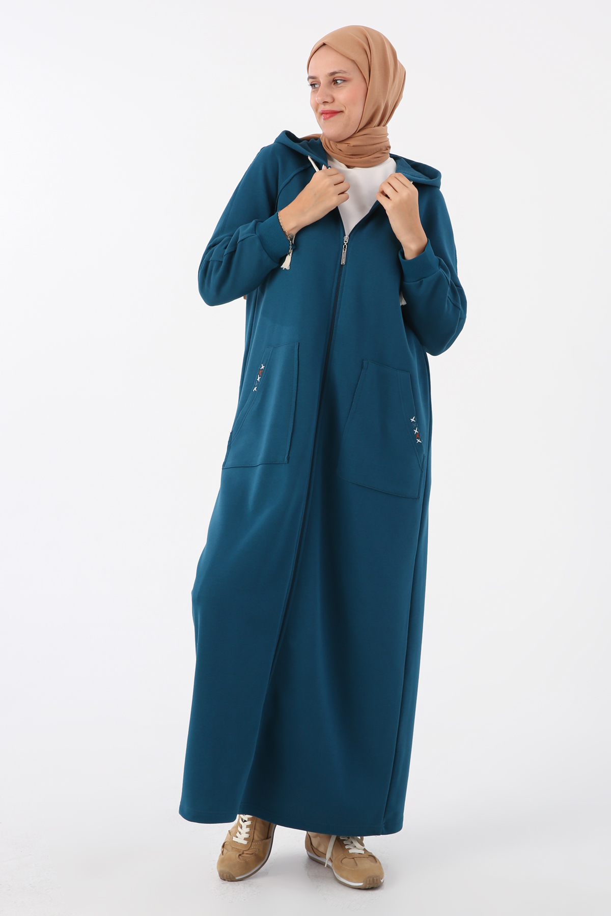 Hooded Zippered Knitted Abaya