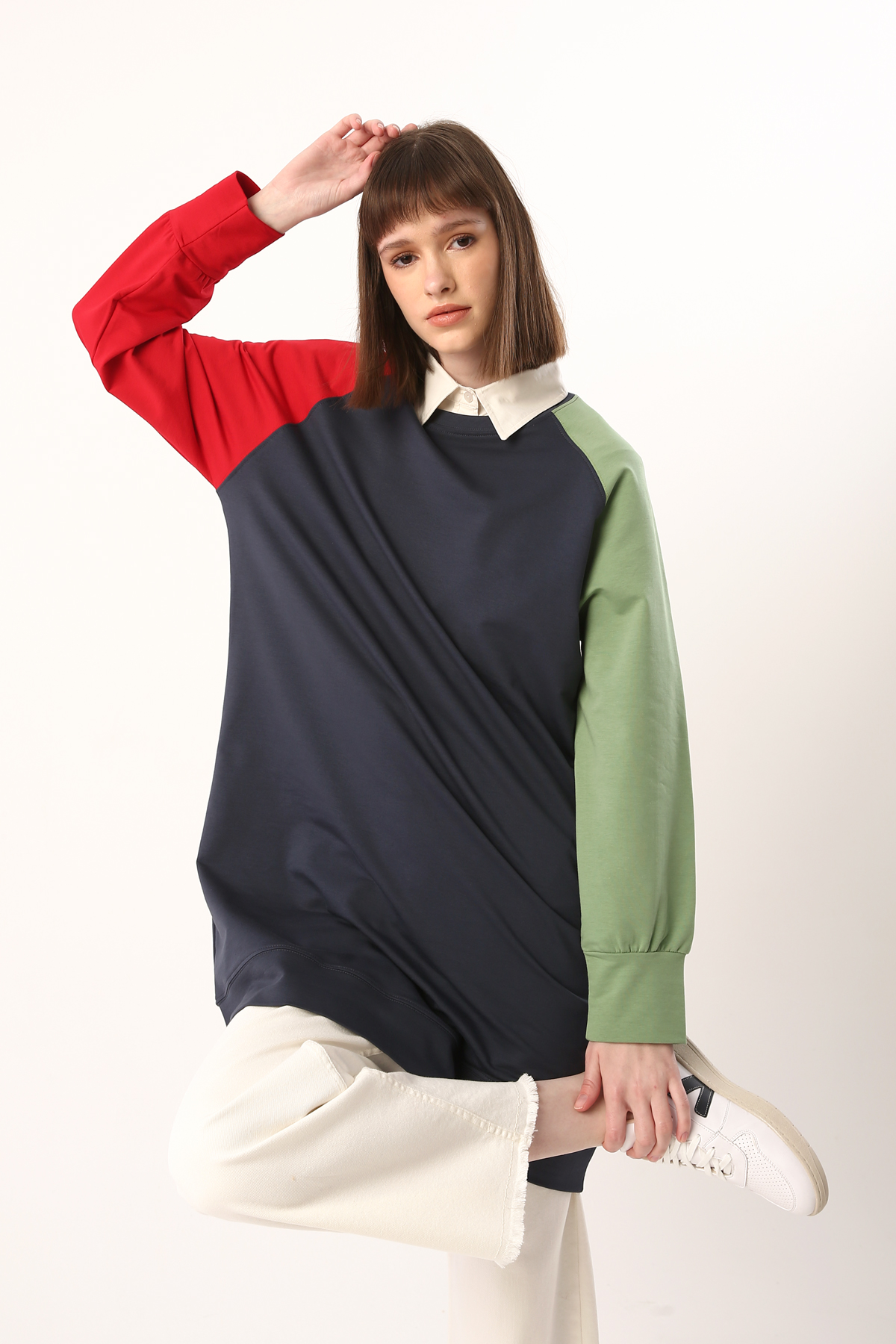 Raglan Sleeve Colourful Sweat Tunic